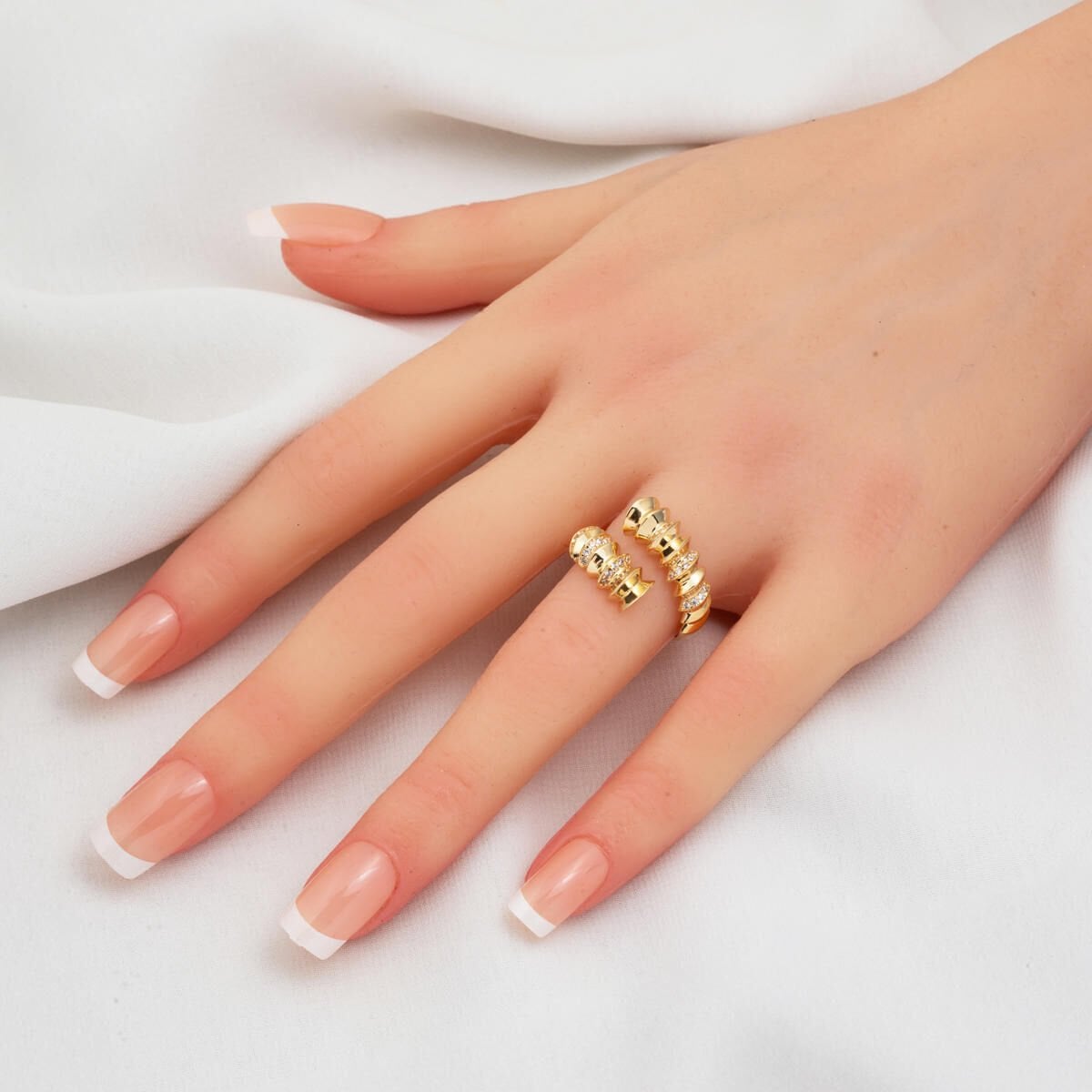 14K Yellow Gold Spiral Cubic Zirconia Jewelry Set