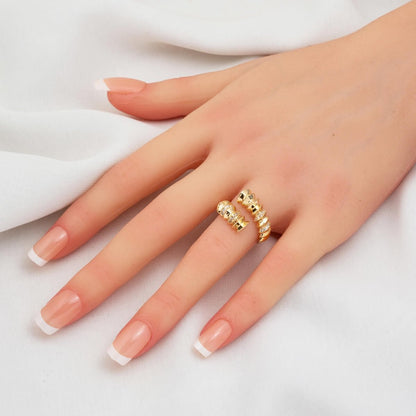 14K Yellow Gold Spiral Cubic Zirconia Jewelry Set