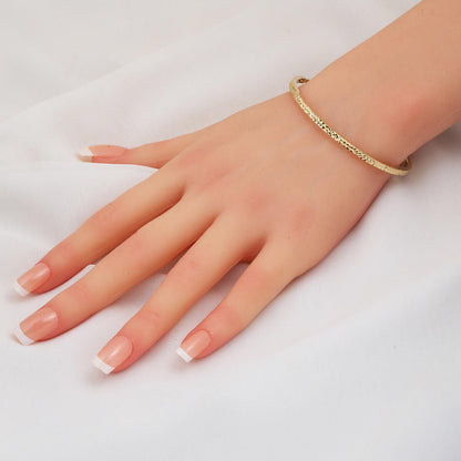 14K Yellow Gold Egg Shape Hinged Cuff Bracelet
