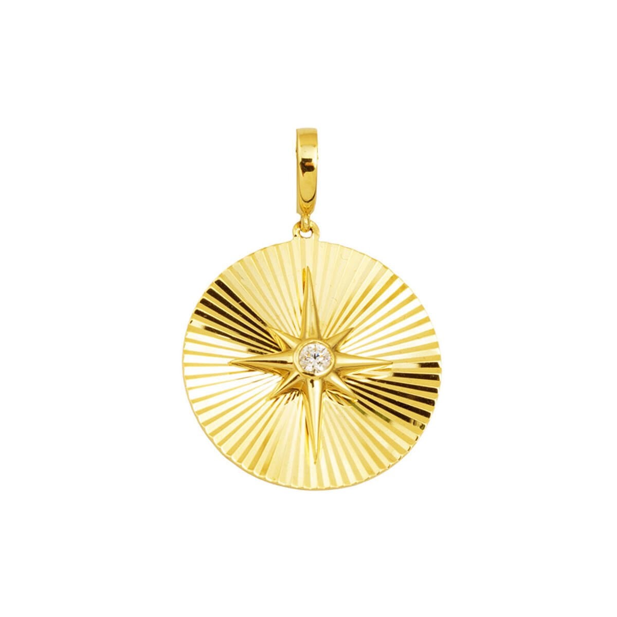 14K Yellow Gold Sparkling North Star Cubic Zirconia Pendant