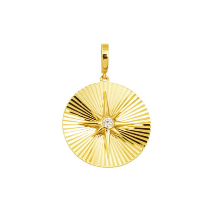 14K Yellow Gold Sparkling North Star Cubic Zirconia Pendant