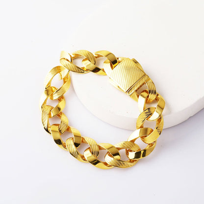 14K Yellow Gold Mesh Detail Curb Bracelet