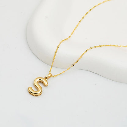 14K Yellow Gold S Balloon Initial Necklace