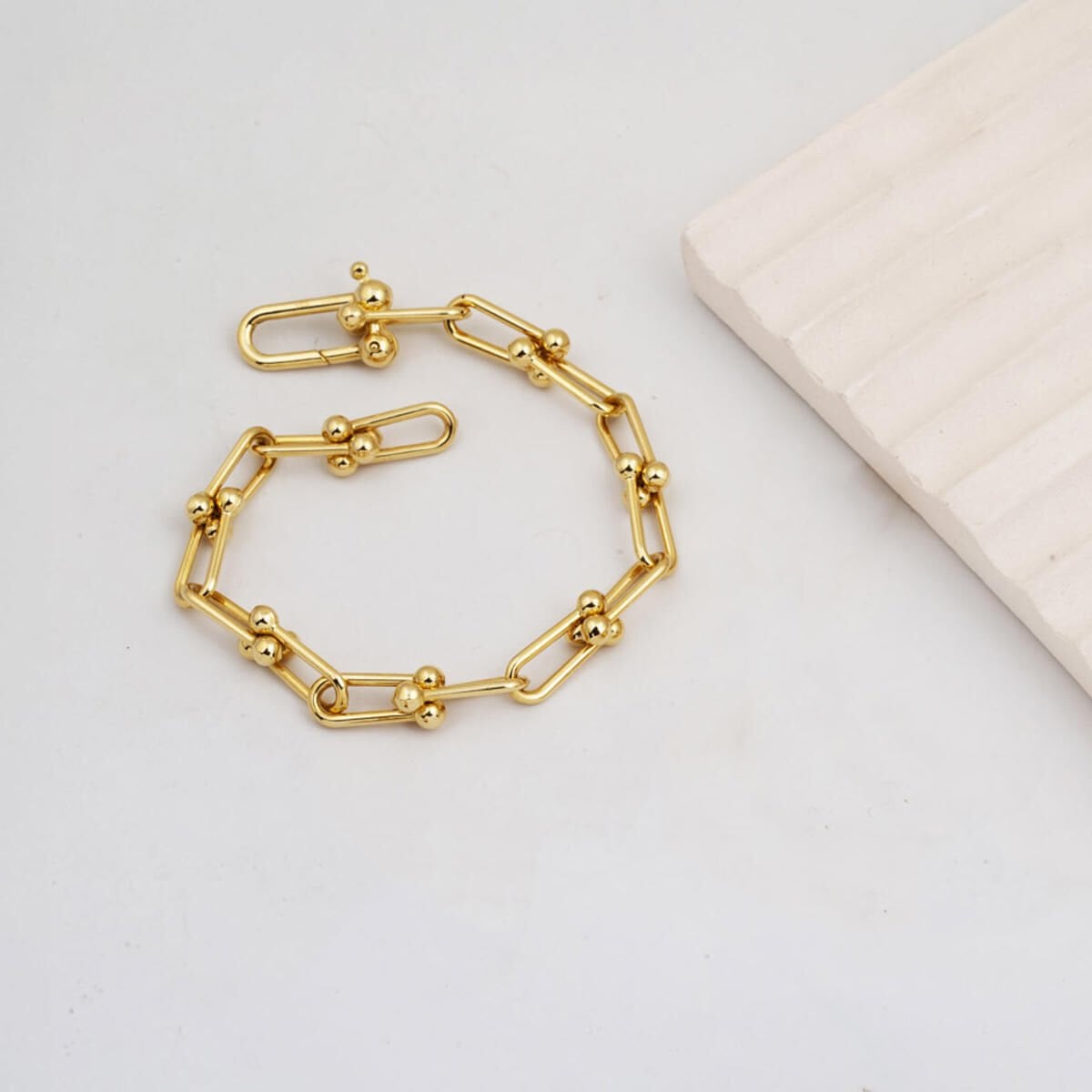 14K Yellow Gold Designer Inspired Chain Bracelet
