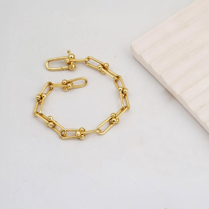 14K Yellow Gold Designer Inspired Chain Bracelet
