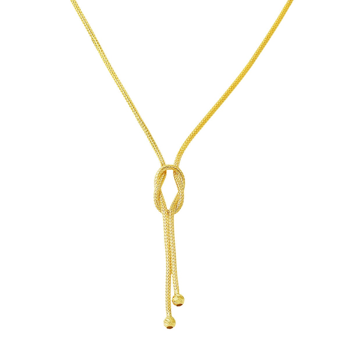 14K Yellow Gold Knot Woven Link Chain Necklace