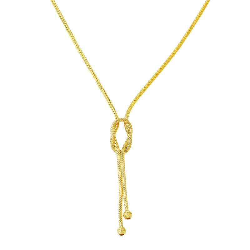 14K Yellow Gold Knot Woven Link Chain Necklace