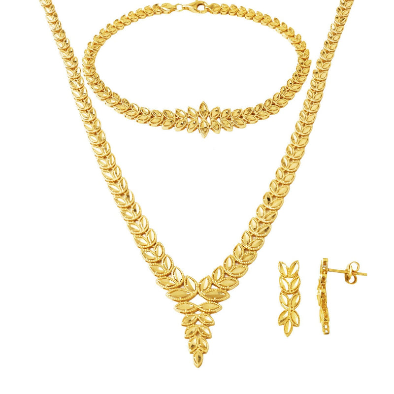 14K Yellow Gold Wheat Engraved Wedding Set