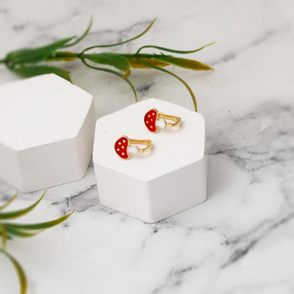 14K Yellow Gold Mushroom Children's Earrings