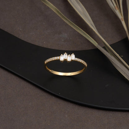 14K Yellow Gold Minimalist Baguette Cubic Zirconia Ring (1.02 g)