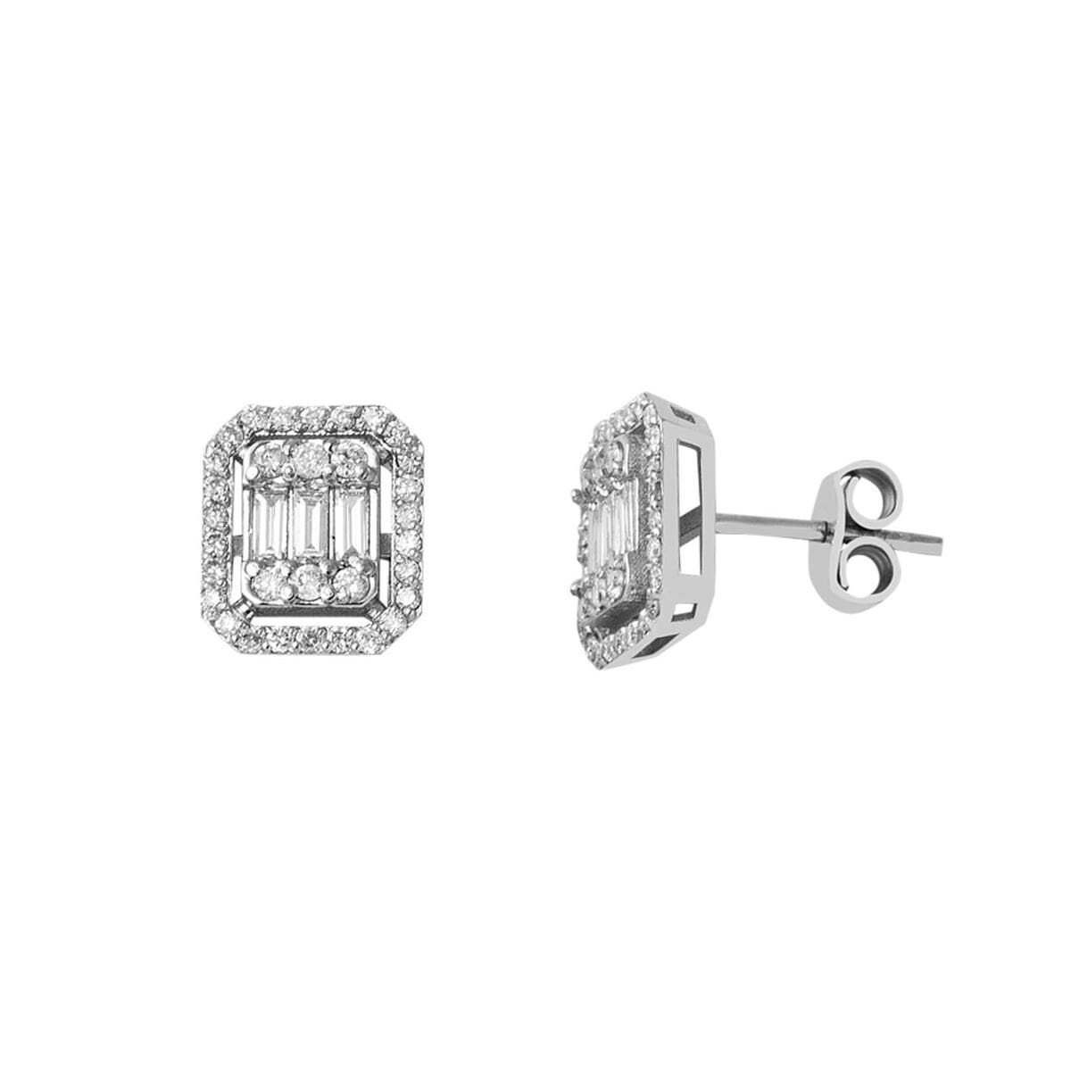 14K White Gold 0.70 Ct Baguette Diamond Earrings