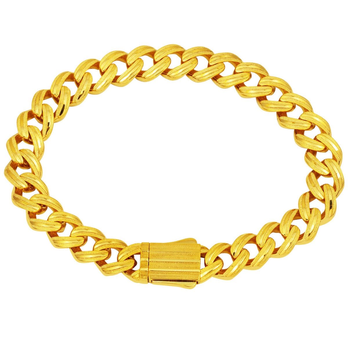 14K Yellow Gold Ajda Hand Engraved Curb Bracelet (14.86 g)