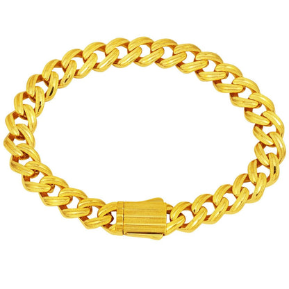 14K Yellow Gold Ajda Hand Engraved Curb Bracelet (14.86 g)