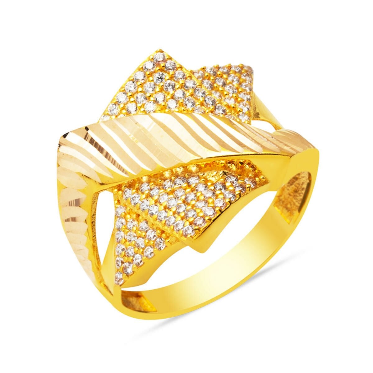 14K Yellow Gold Fashion Cubic Zirconia Ring