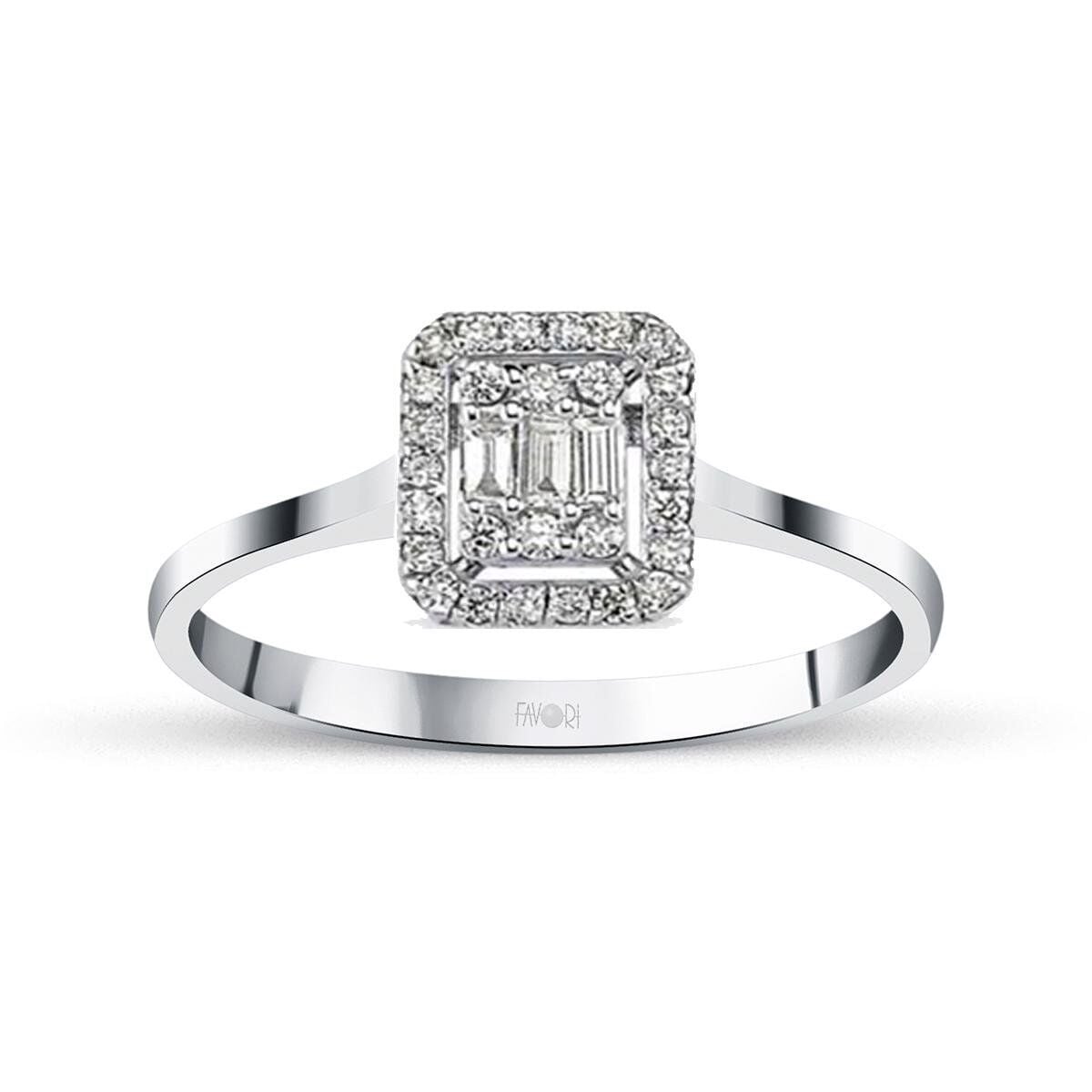 14K White Gold 0.13 Ct Baguette Diamond Ring (2.05 g)