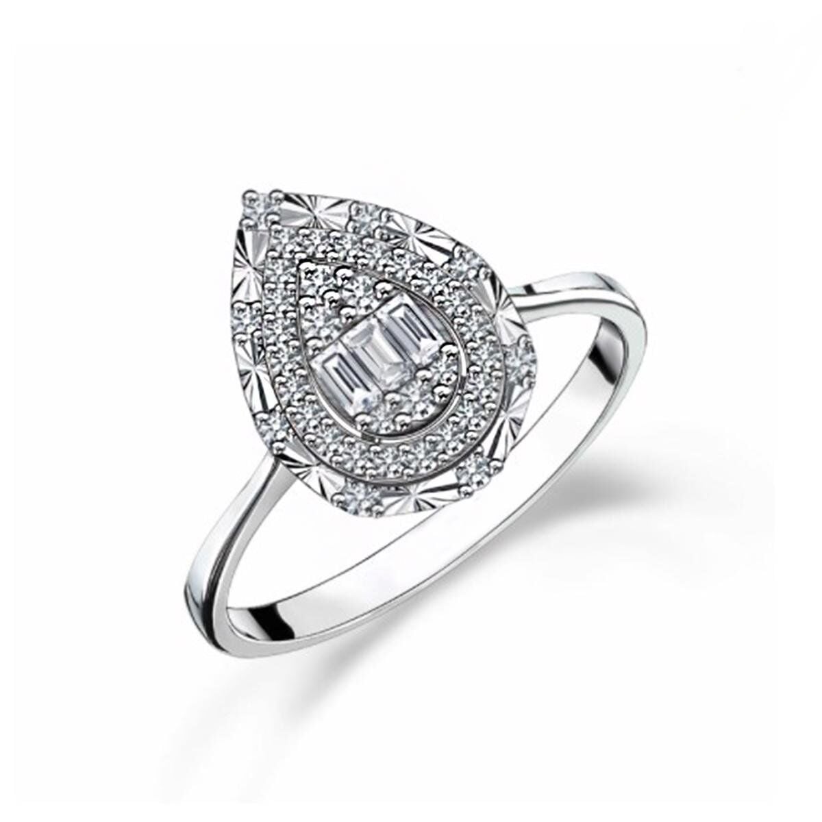14K White Gold 0.23 Ct Baguette Diamond Ring (2 g)