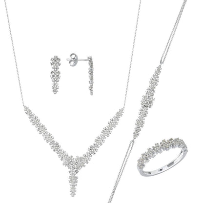 14K White Gold Favorite Engagement Cubic Zirconia Jewelry Set (11.42 g)