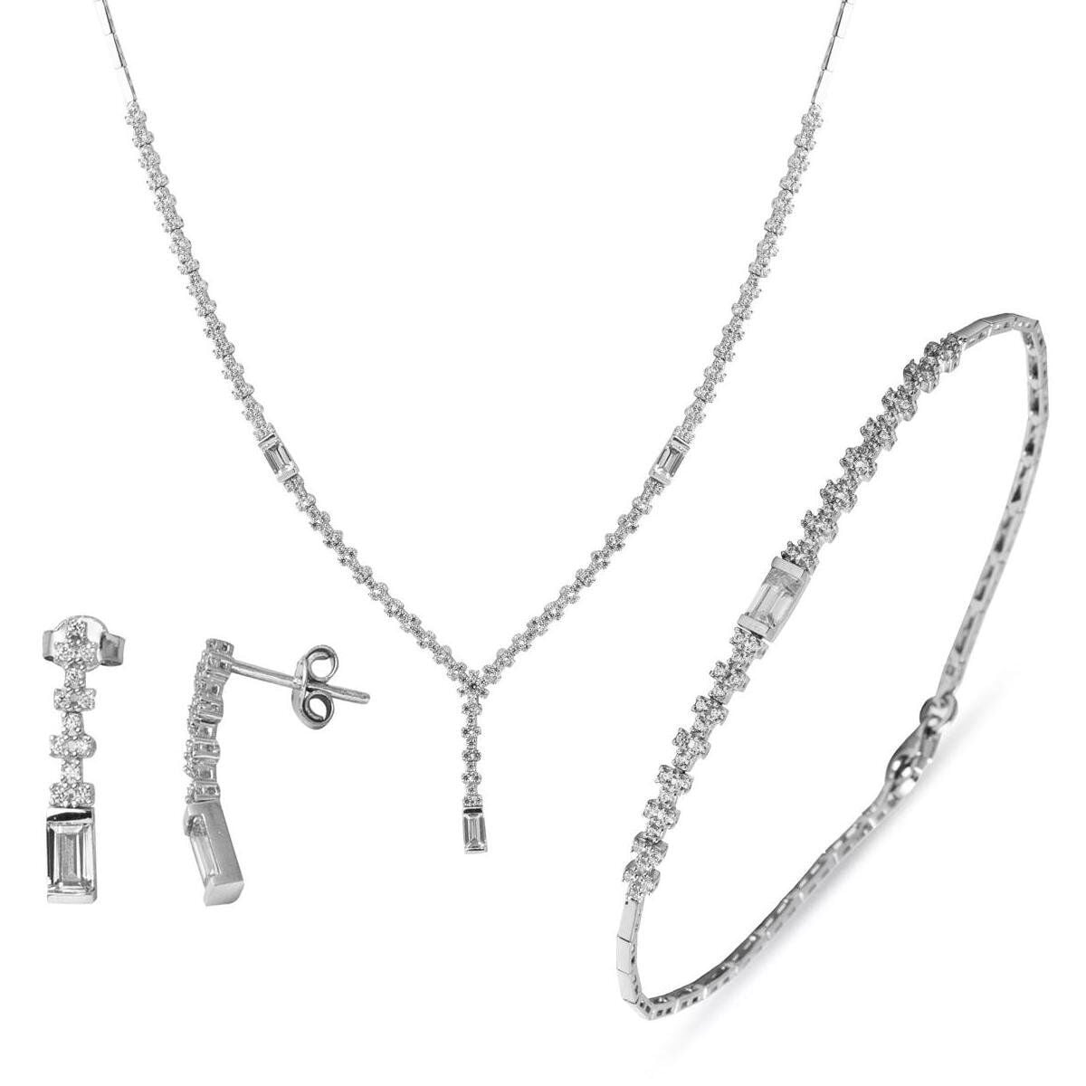 14K White Gold Favorite Baguette Cubic Zirconia Set