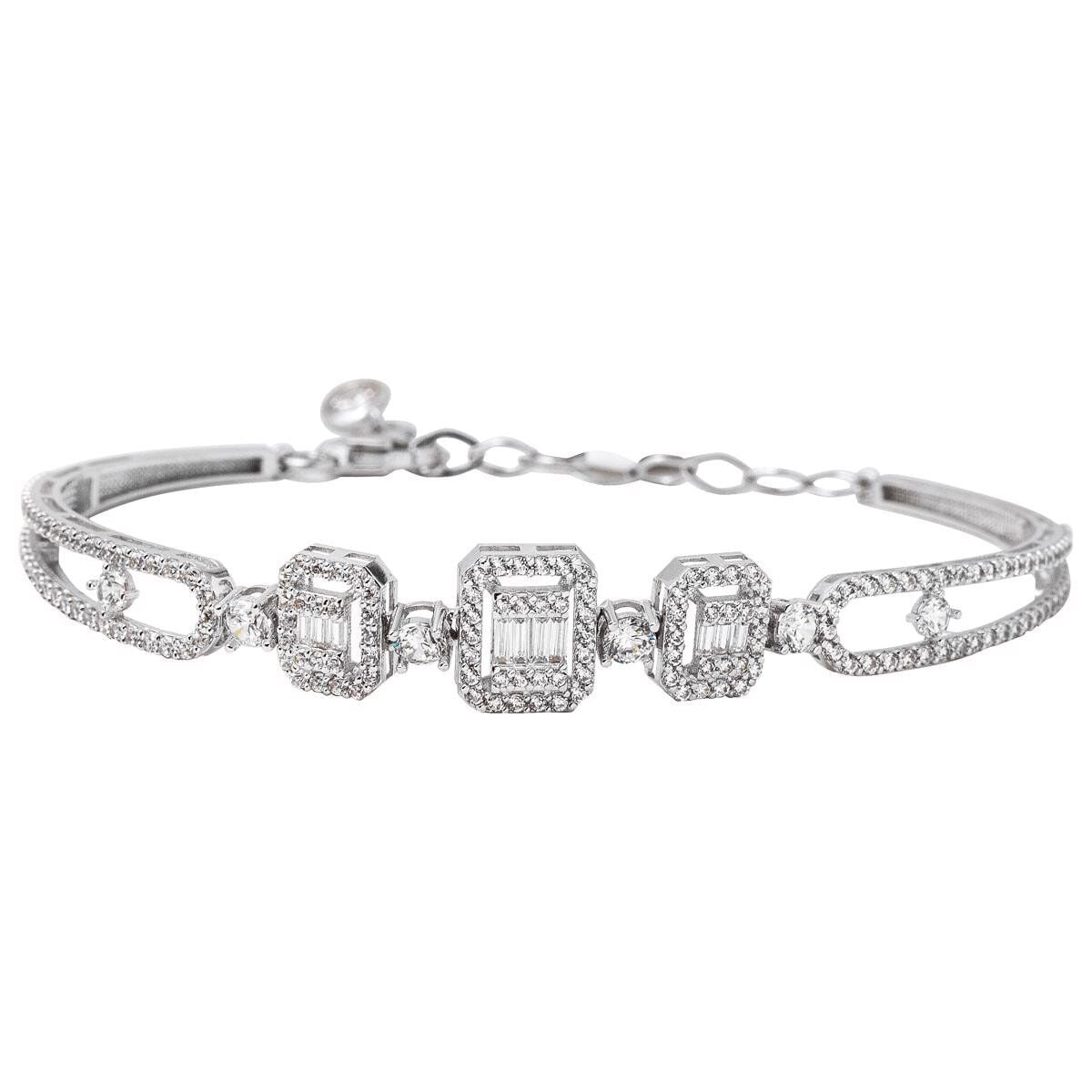 14K White Gold Favorite Baguette Cubic Zirconia Bracelet