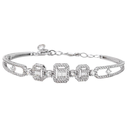 14K White Gold Favorite Baguette Cubic Zirconia Bracelet