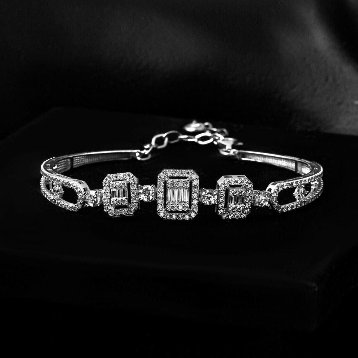 14K White Gold Favorite Baguette Cubic Zirconia Bracelet