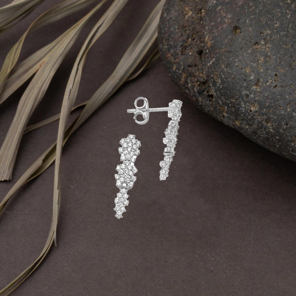14K White Gold Favorite Dangle Cubic Zirconia Earrings