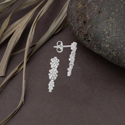 14K White Gold Favorite Dangle Cubic Zirconia Earrings