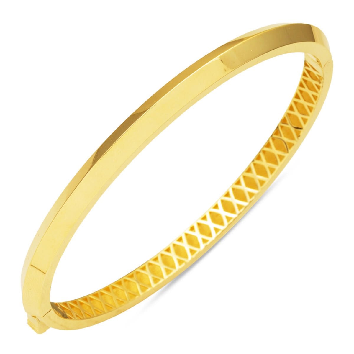14K Yellow Gold Egg Shaped Hinged Cuff Bangle (9.02 g)