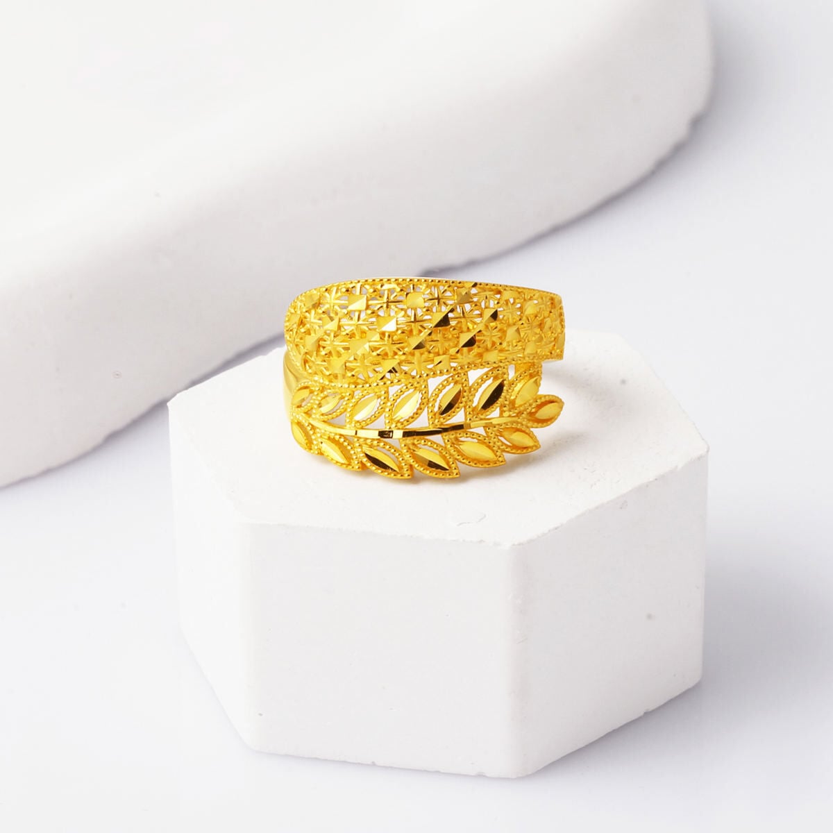 14K Yellow Gold Harvest Wheat Ring