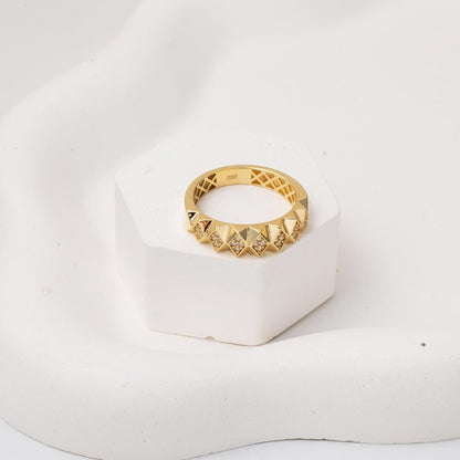 14K Yellow Gold Prism Cubic Zirconia Women's Ring