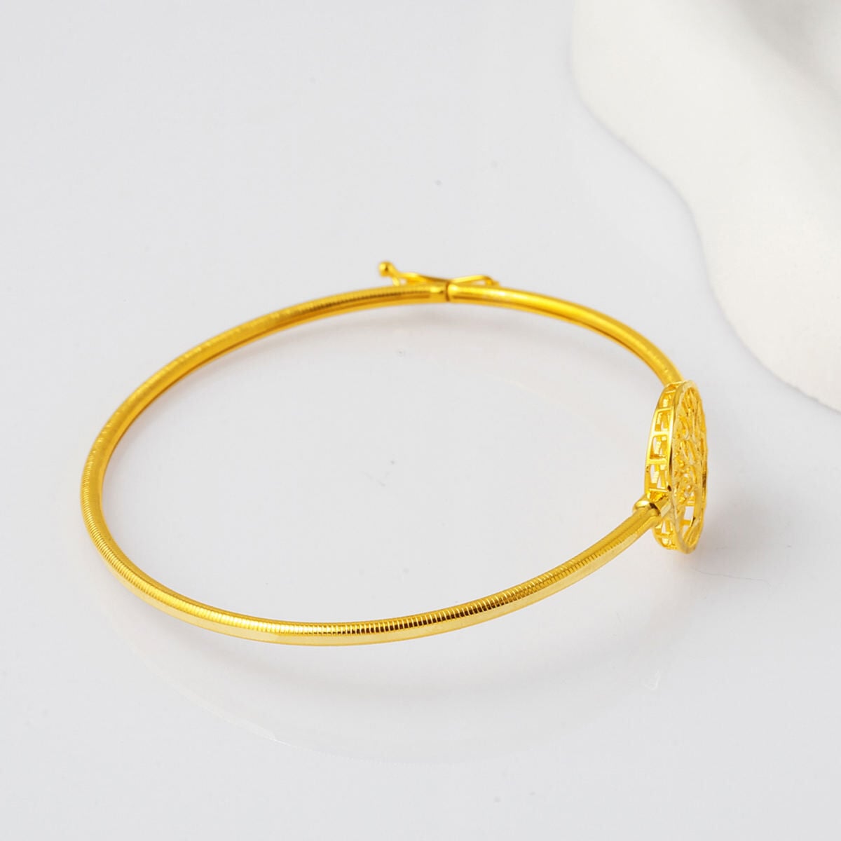 14K Yellow Gold Life Tree Ajda Lock Bangle