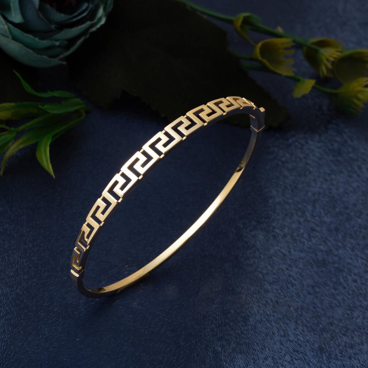 14K Yellow Gold Designer Inspired Model 14 Hinged Cuff Bangle