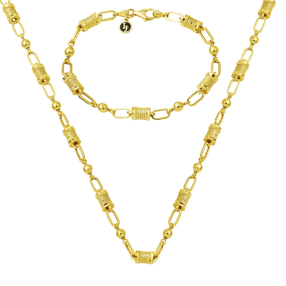 14K Yellow Gold Lydia Necklace Bracelet Jewelry Set
