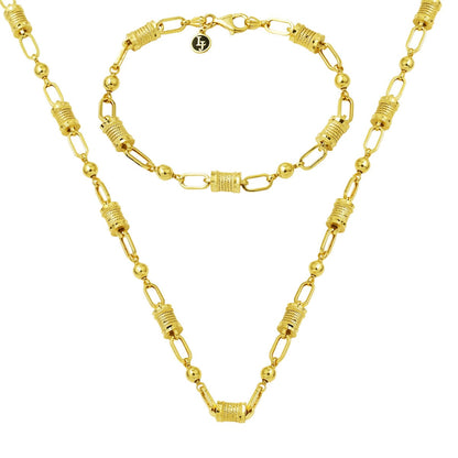 14K Yellow Gold Lydia Necklace Bracelet Jewelry Set
