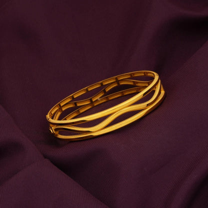 14K Yellow Gold Zigzag 3-Piece Ajda Hinged Cuff Bangle