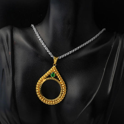 14K Yellow Gold Full Coin Style Teardrop Pendant