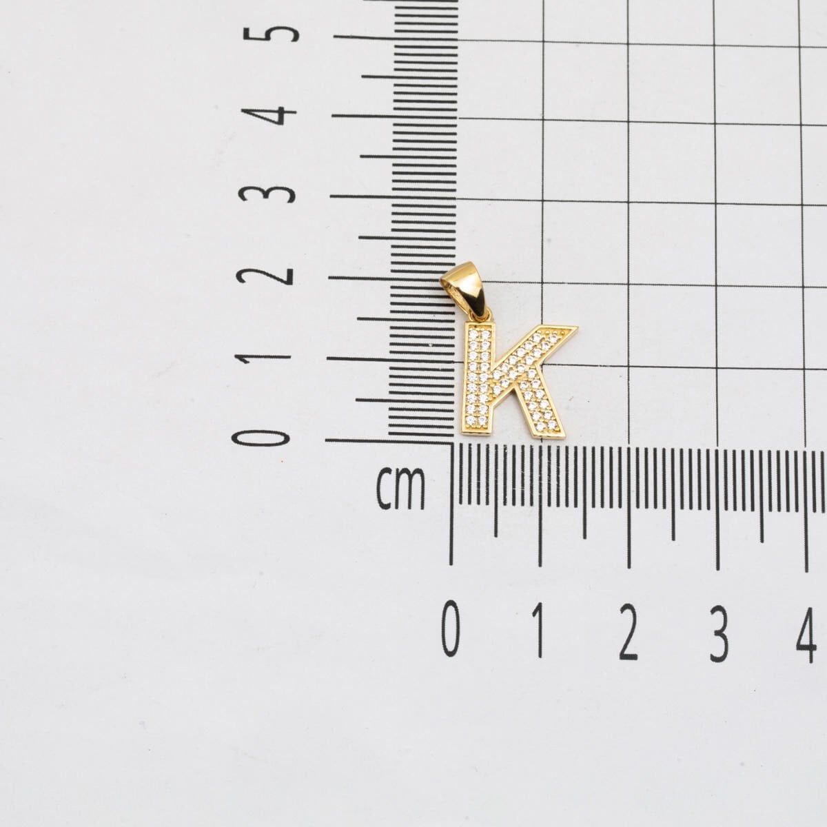 14K Yellow Gold K Initial Cubic Zirconia Pendant