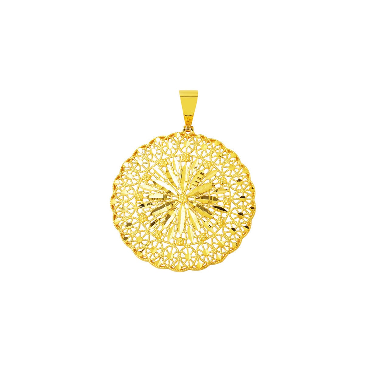 14K Yellow Gold Sparkling Star Flower Pendant