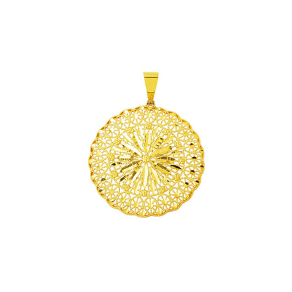 14K Yellow Gold Sparkling Star Flower Pendant