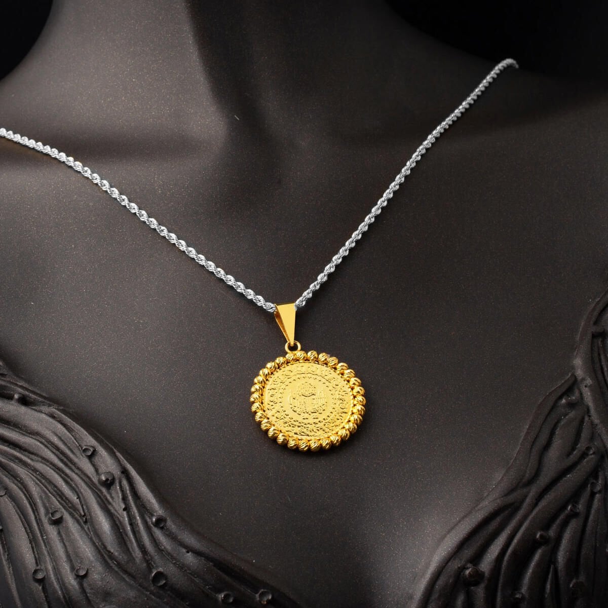 22K Yellow Gold Half Coin Pendant