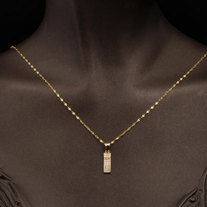 14K Yellow Gold Initial Cubic Zirconia Initial Necklace
