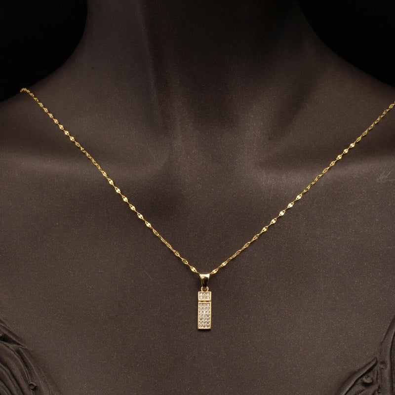 14K Yellow Gold Initial Cubic Zirconia Initial Necklace