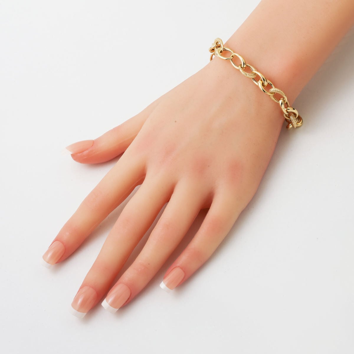 14K Yellow Gold Italian Hoop Chain Bracelet