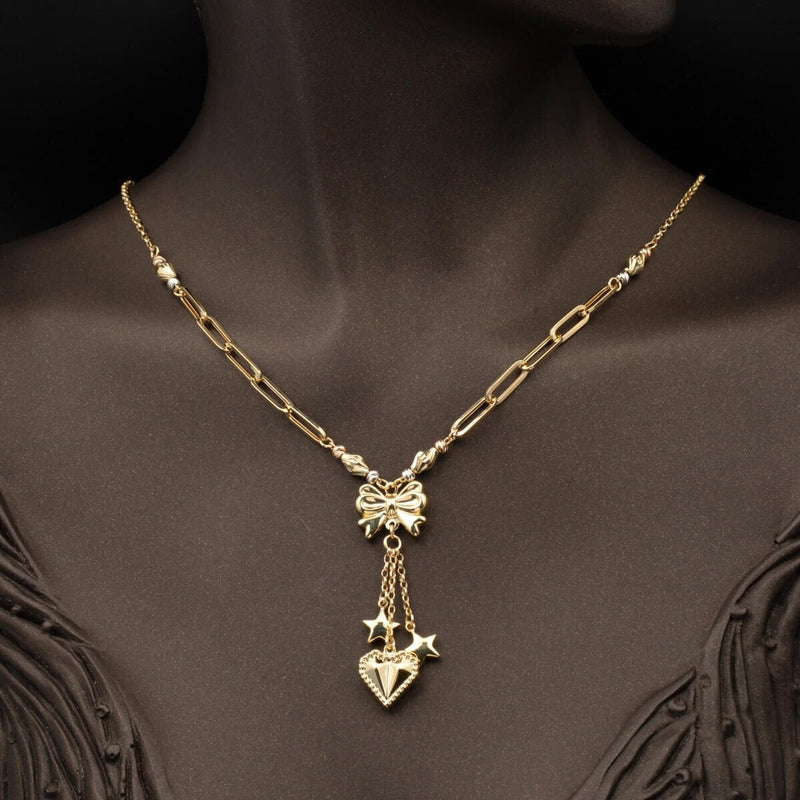 14K Yellow Gold Designer Inspired Heart Necklace