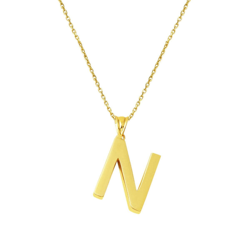14K Yellow Gold Classic N Initial Necklace