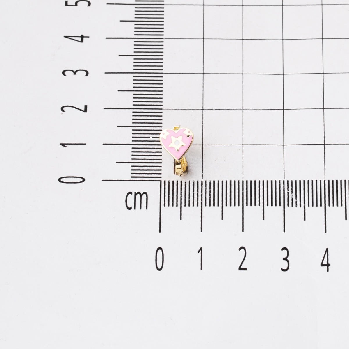 14K Yellow Gold Pink Heart Enamel Children's Earrings