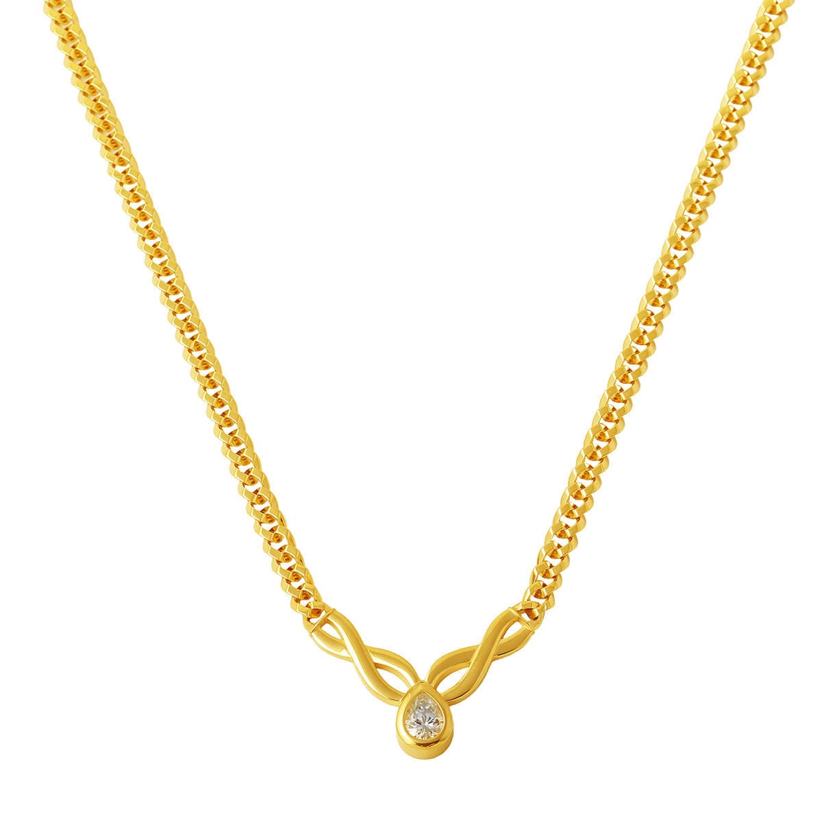 14K Yellow Gold Curb Moissanite Necklace (17.18 g)