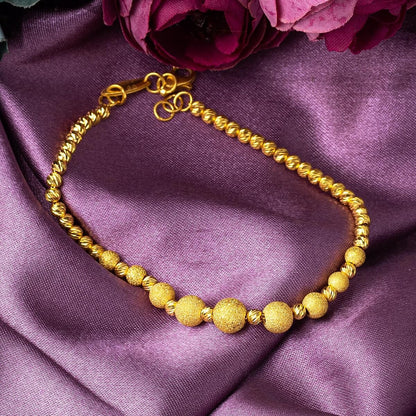 22K Yellow Gold Sandblasted Bead Bracelet