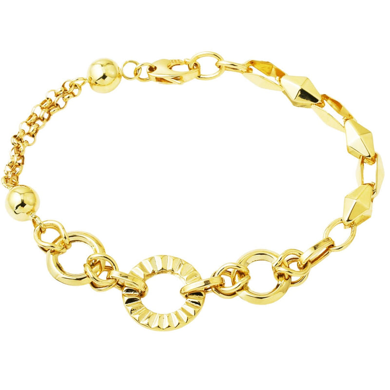 14K Yellow Gold Modern Hoop Design Bracelet