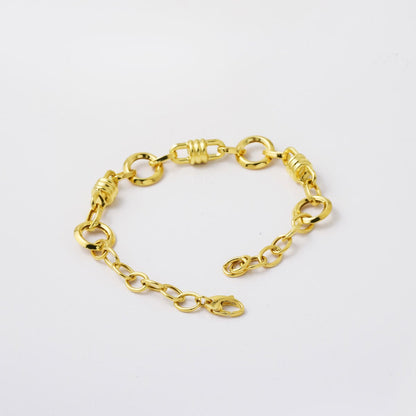 14K Yellow Gold Hoop Chain Link ID Bracelet